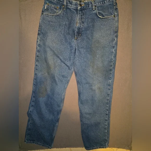 Vintage Carhartt B172 DST Flannel Lined Relaxed Fit Denim Jeans 38x32 - Picture 1 of 5